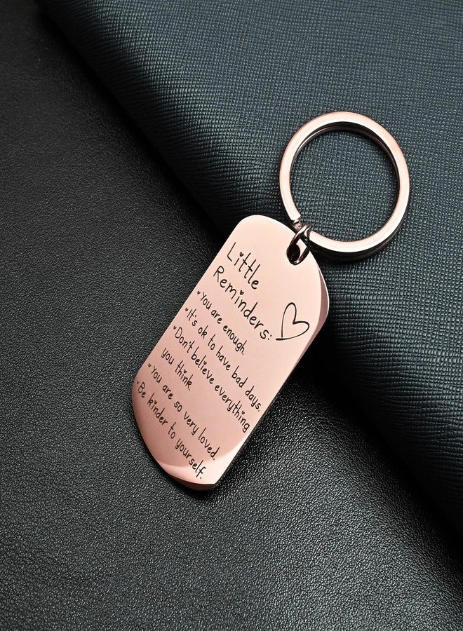 OUMILAN Little Reminders Keychain Inspiration Gifts for Women Men Affirmation Uplifting Mental Health You Are Enough Keyring (Rose Gold) - Image 4